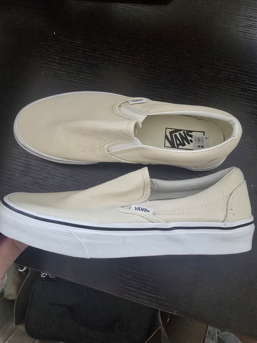 Vans Beige Slip-On Canvas Shoes - Like New (W8/M6.5) - Picture 2 of 8